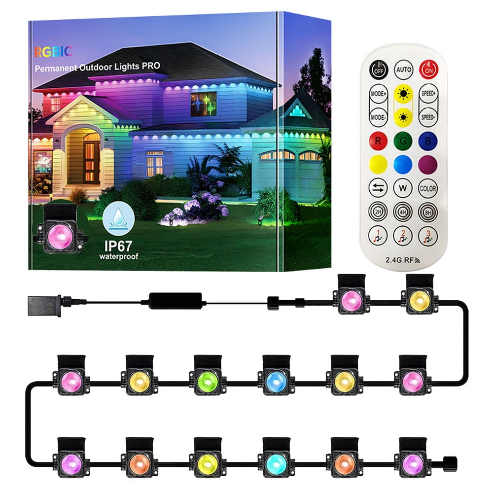 VIVIHEYDAY Permanent Outdoor Lights 100ft, Smart RGB App Remote Control Outdoor Lights with 60 LEDs, LED Eaves Lights IP67 Waterproof, House Roof Outdoor Lighting for Party, Halloween, Christmas