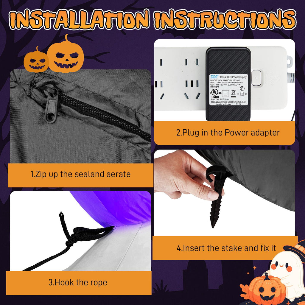 8.2FT Halloween Inflatable Pumpkin Archway with Built-in LED Lights Waterproof Polyester Blow Up Yard Decoration for Garden Party Walkway