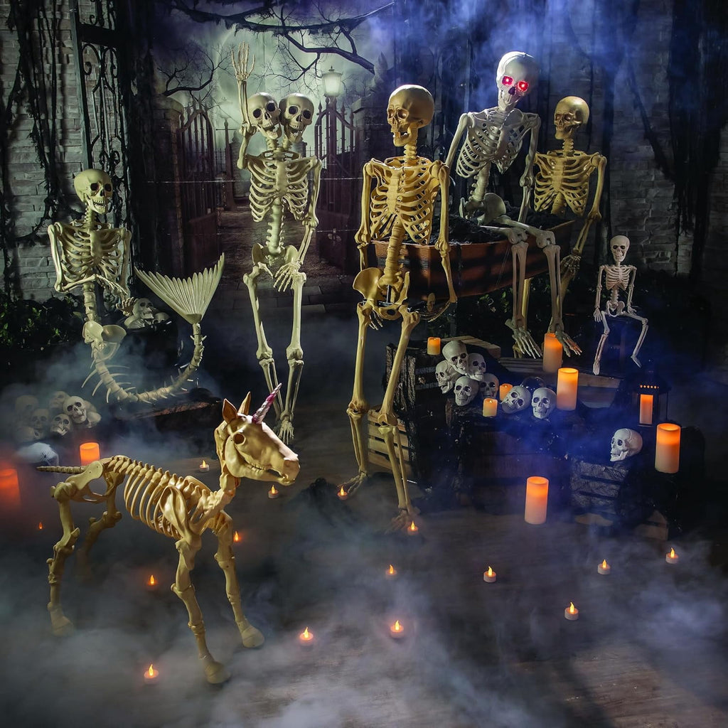 73" Life Size Mermaid Skeleton Halloween Decorations Outdoor - 6 Ft Posable Skeleton Decor for Indoor & Outdoor Halloween Props | Giant Plastic Skeleton for Yard, Porch & Party Display