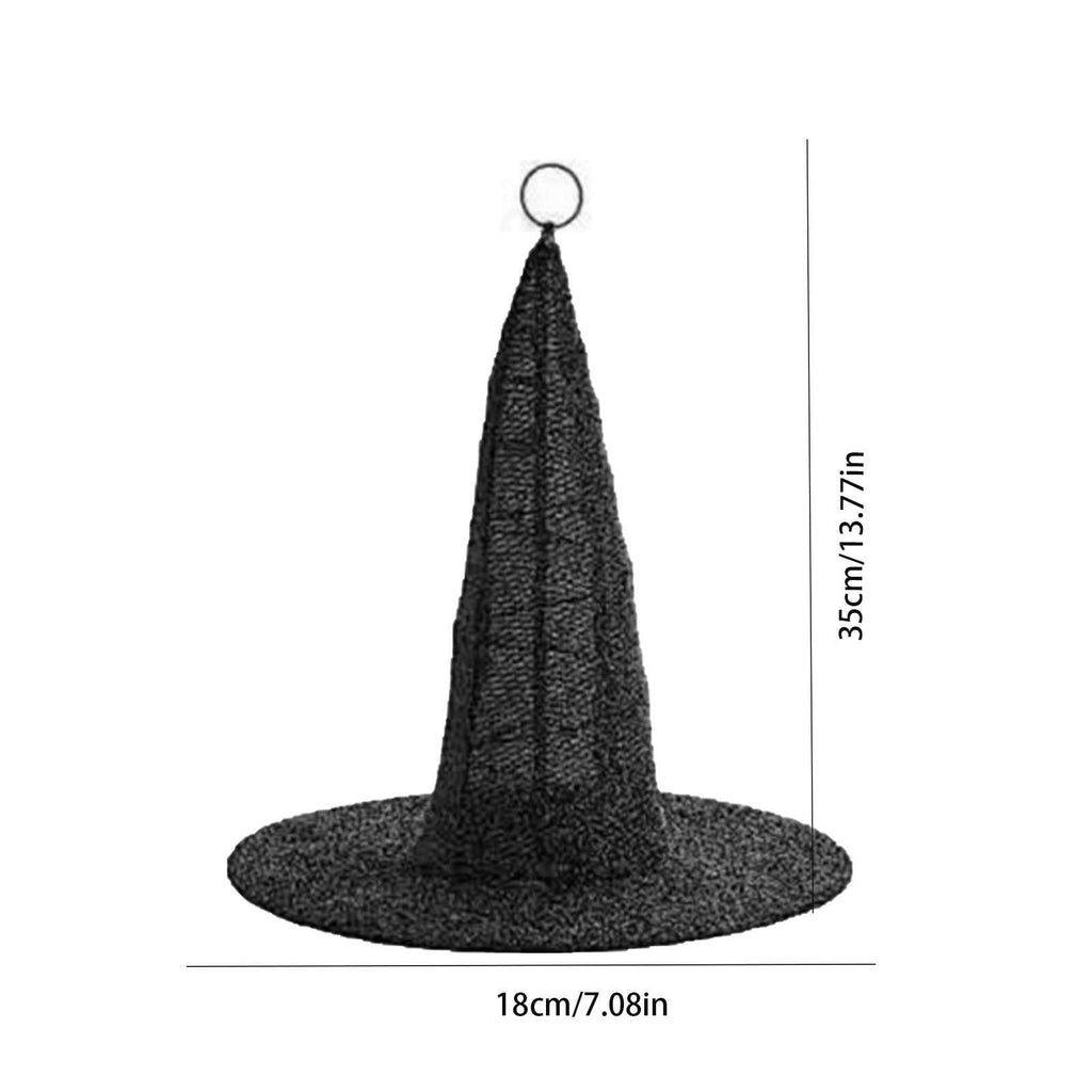 Battery Operated Witch Hat Light Hanging Decoration - Black Witch Hats with Lights DIY Floating Witch Hats with Creepy Cloth, Hanging Witch Hats Decorations for Halloween Porch Tree Party Decorations
