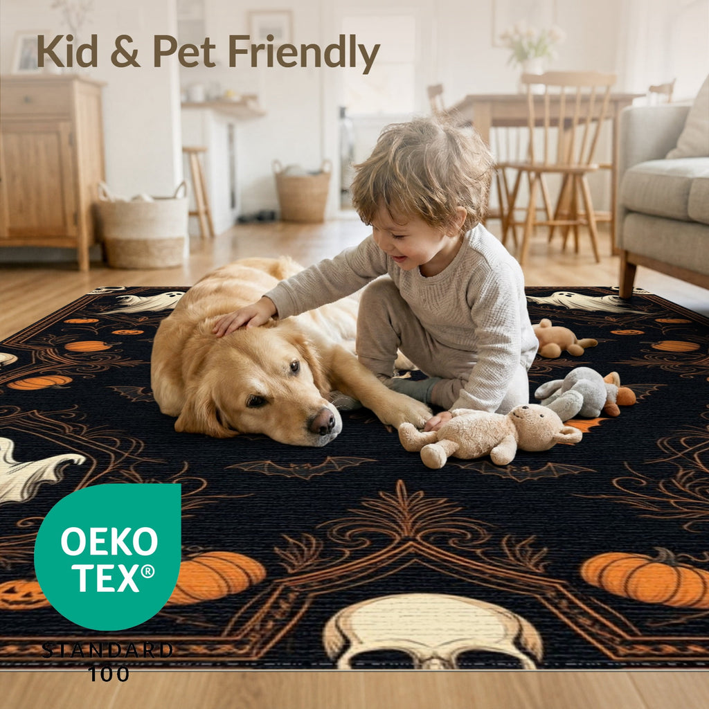 ODIKA Halloween October Phantom Gourd Flying Creature Fiber Doormat Stain Resistant Low Profile for Dorm Room, Small Living Apartment