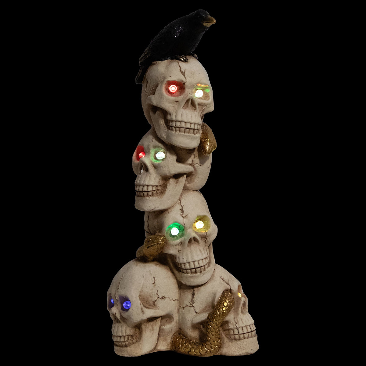 Northlight LED Lighted Skull Tower with Raven and Snake Halloween Decoration - 27.5" - Multicolor