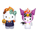 5ft Hello Kitty Sanrio in Purple Striped Overalls and Kuromi Character and Orange Hair Halloween Inflatable