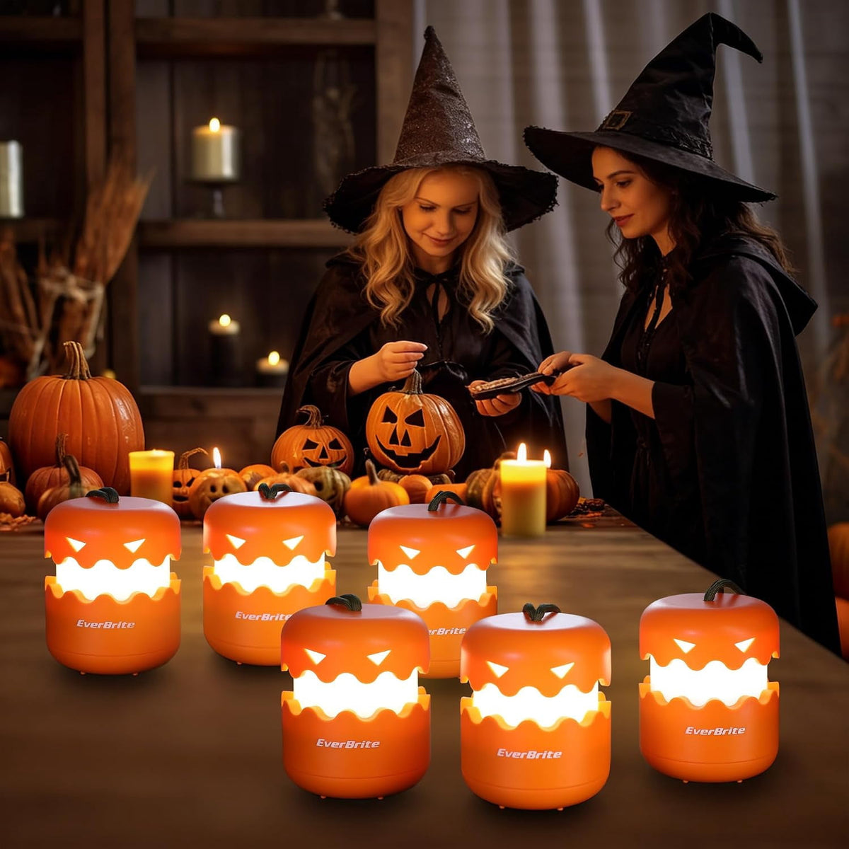 6-Pack Halloween Pumpkin Lantern, Collapsible Jack O Lantern