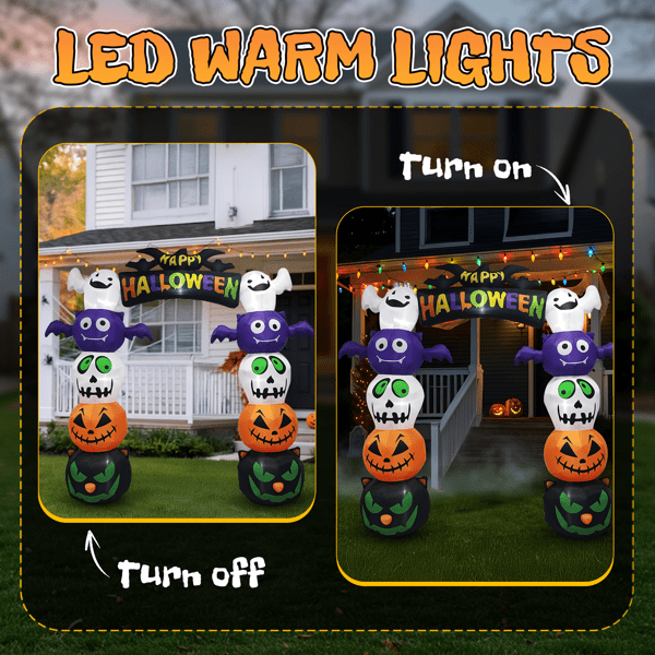 COTINSE 8.2FT Halloween Decorations Inflatable Pumpkin Archway with 7 LED Lights, Blow Up Outdoor Yard Decor & Party Supplies