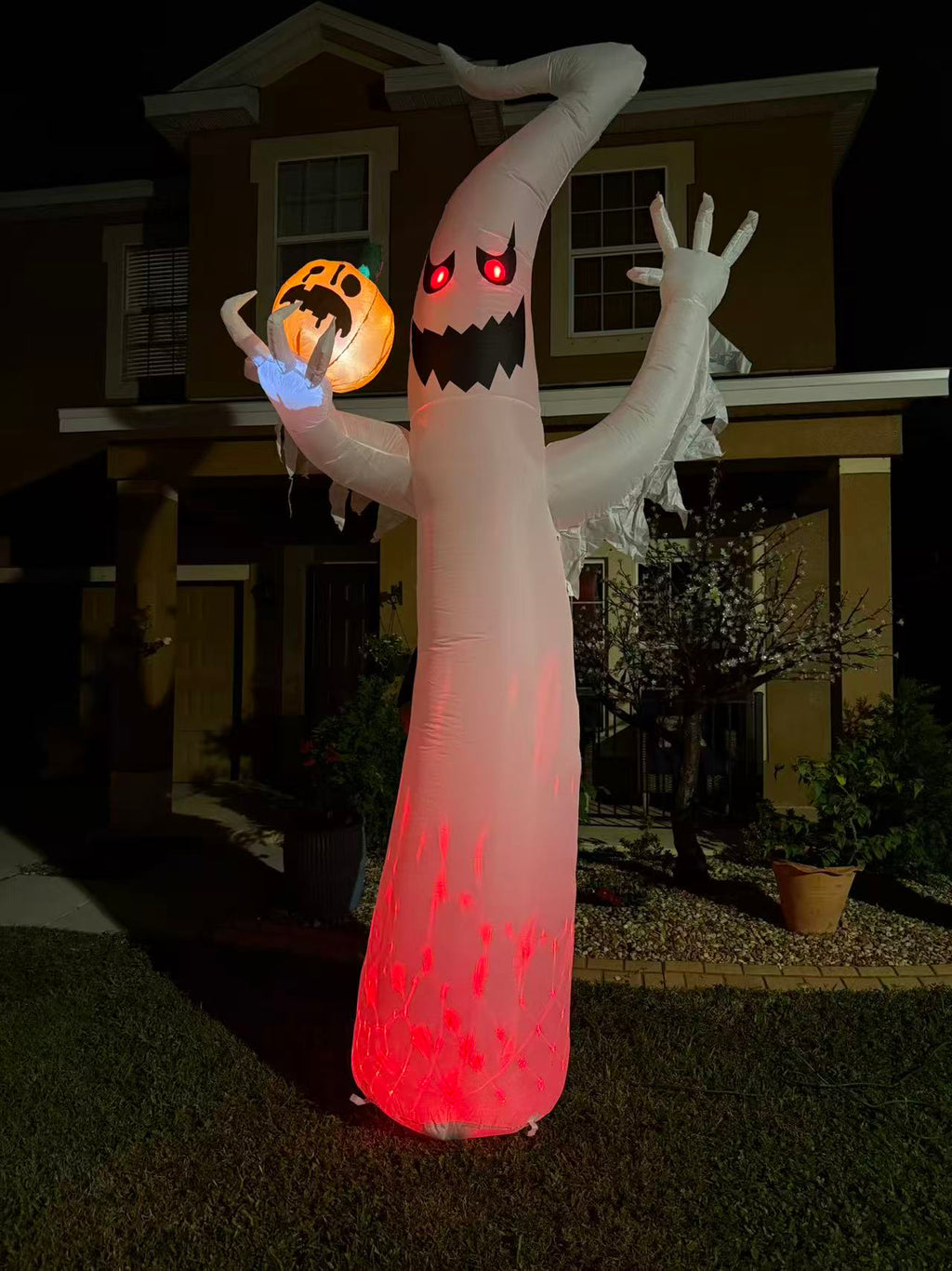 Wick's Outdoor Living Inflatable 12 Ft Ghost Lights Up Halloween Decoration