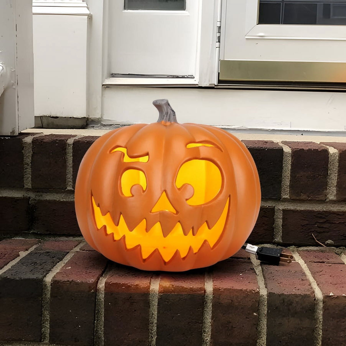 Gamexcel 21" Jack O Lantern Halloween Plastic Pumpkin Lights with Pre-lit LED Bulbs - Indoor/Outdoor Smile Face Decoration