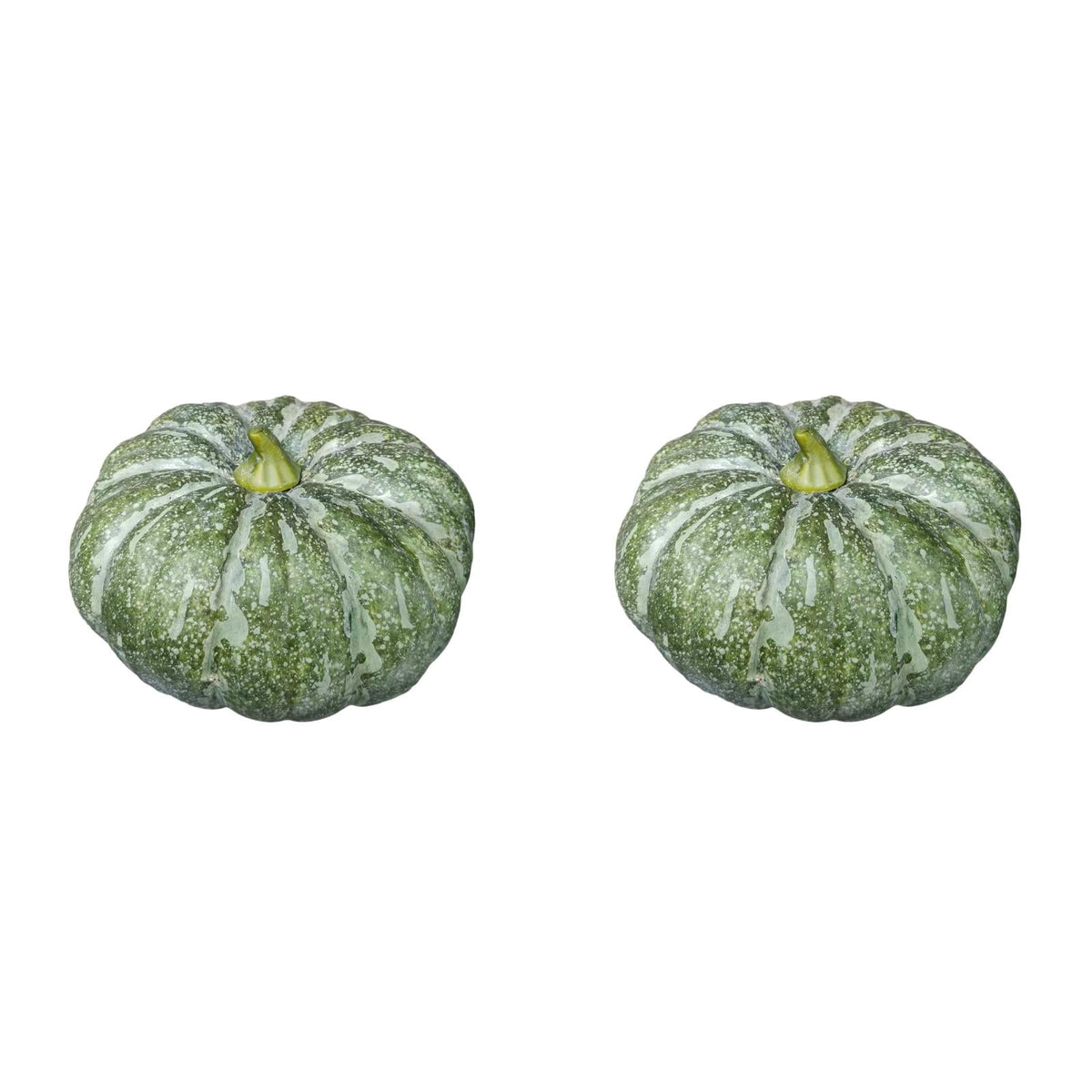 13.7" Halloween Foam Pumpkin Decorations, 2 Pack Artificial Pumpkins for Table Mantel Shelf Display, Fall Autumn Home Decor for Thanksgiving Party (Green)