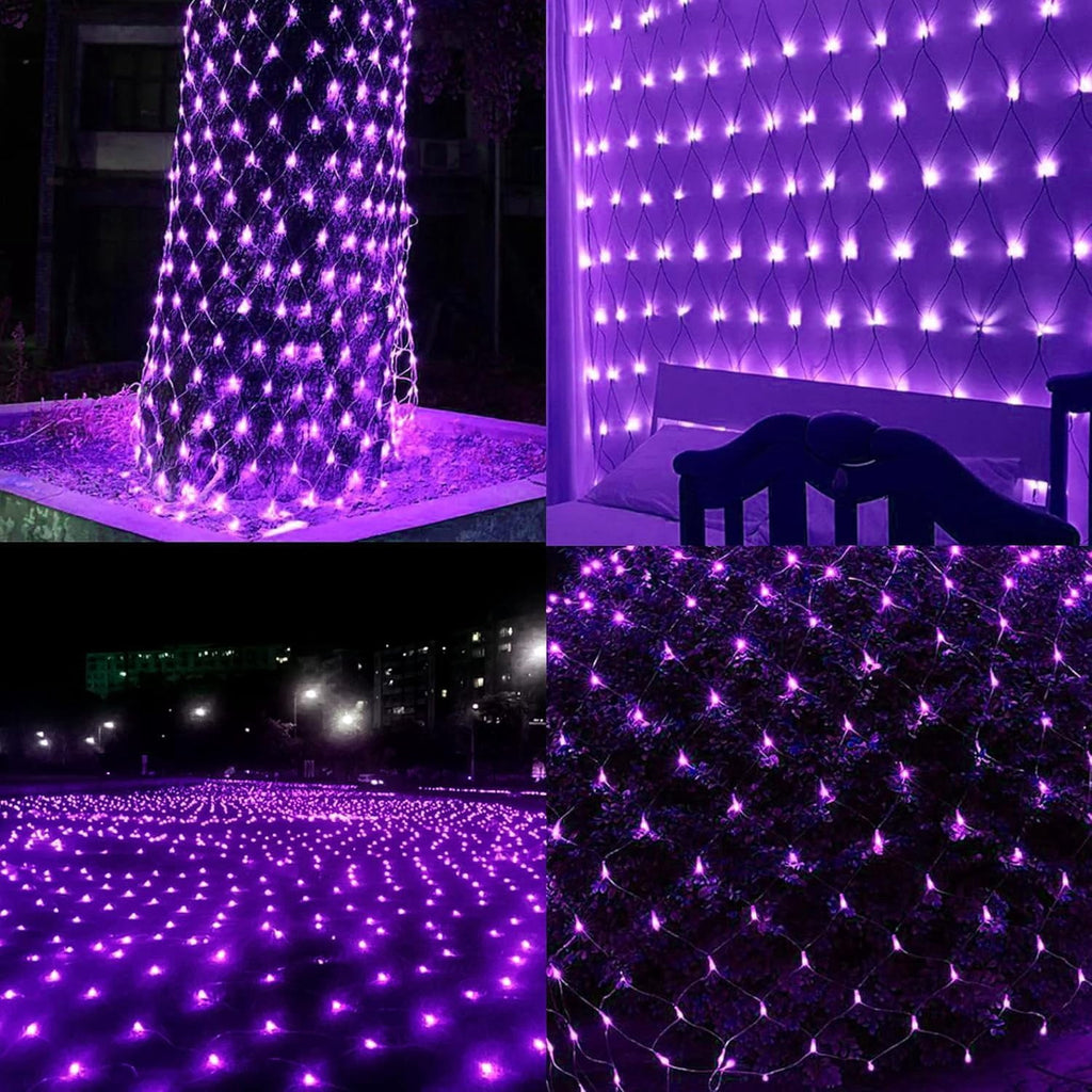 Garden Net Lights- Battery Operated 672 LED Waterproof Net Mesh Lights with 8 Modes- 6x4M Fairy String Lights for Outdoor Indoor Christmas Tree- Bush- Backyard- Garden- Party Décor.
