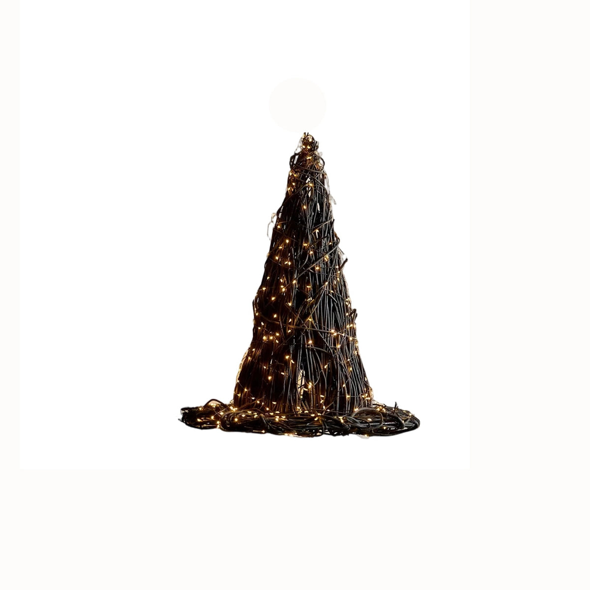 1PC Halloween Rattan Witch Hat Decor with String Lights, Cottagecore Halloween Wicker Wizard Hats Woven Witch Hat, Chic Halloween Party Supplies Home Bedroom Garden Patio Backyard Decoration