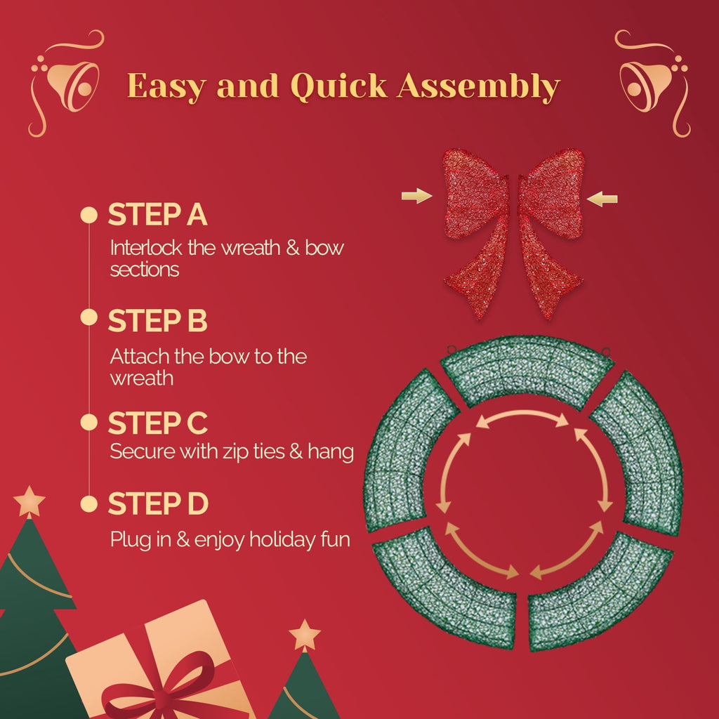 Ktaxon 36in Christmas Wreath Christmas Decoration Lighted Holiday Decor 175 Lights LED,Green