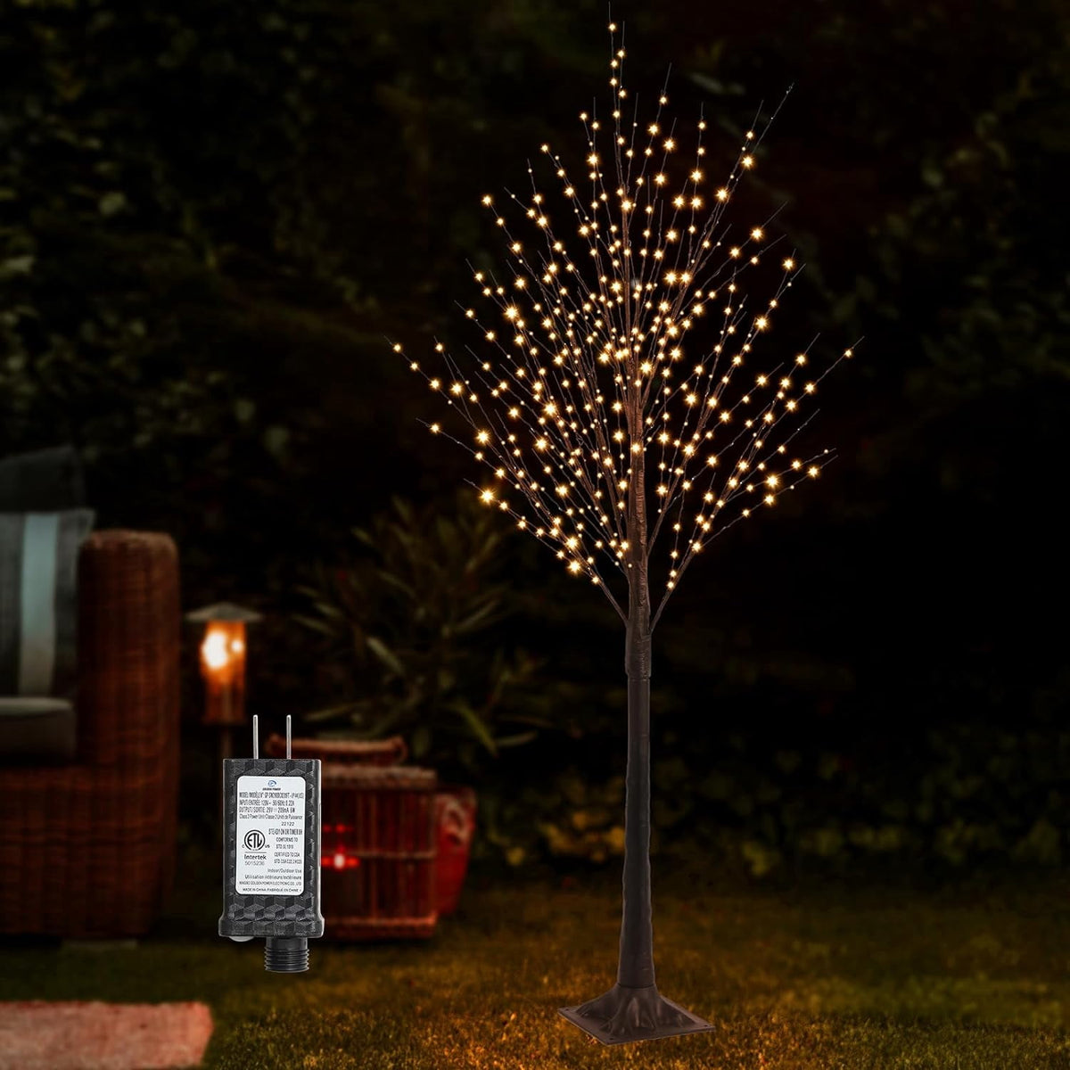 7FT Lighted Twig Tree, 600 Warm White LEDs