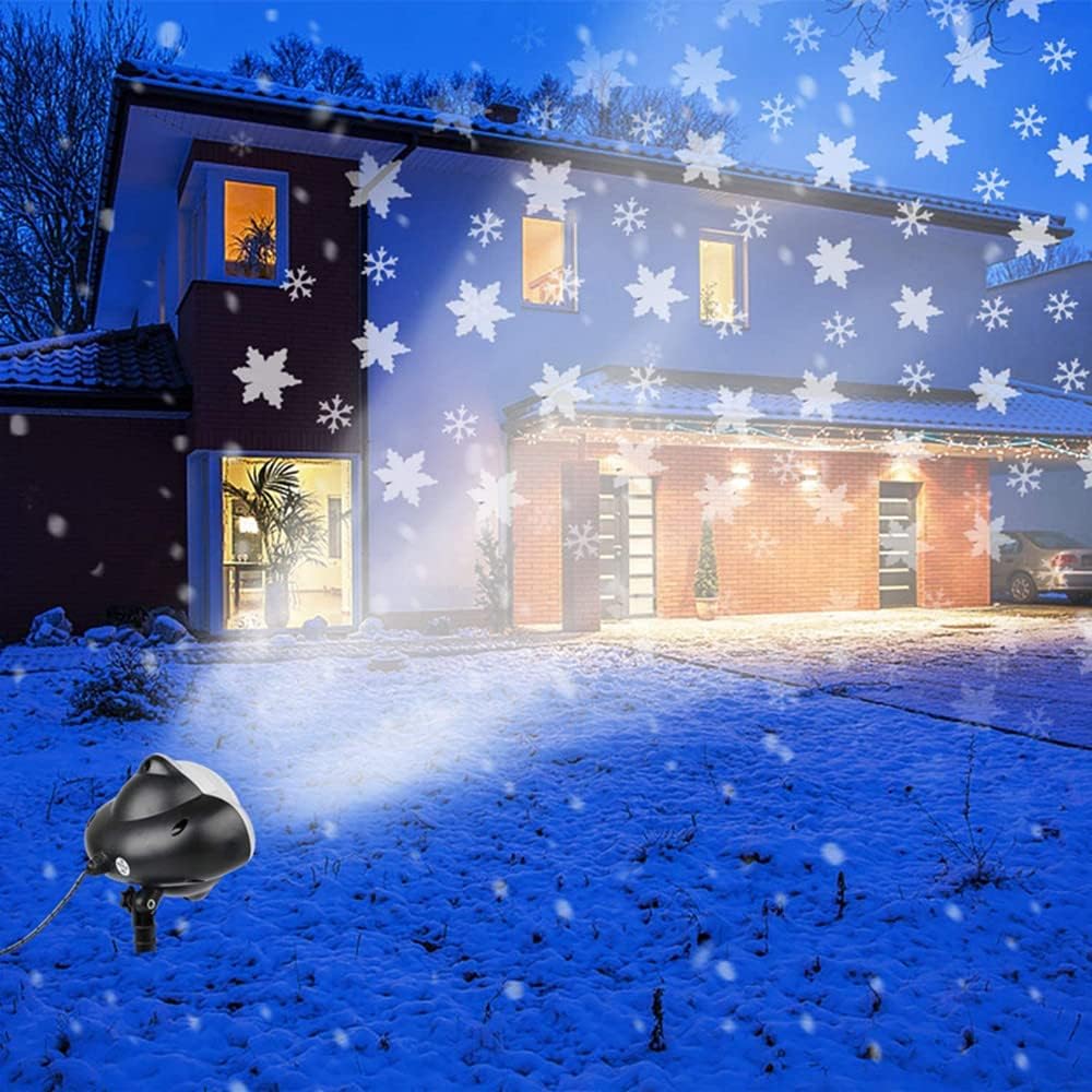 LINLIN Projector Snow Lamp, Snowfall LED Light Projector Christmas Snowflake Projector Light Waterproof with Remote&Timer Decorative Lighting