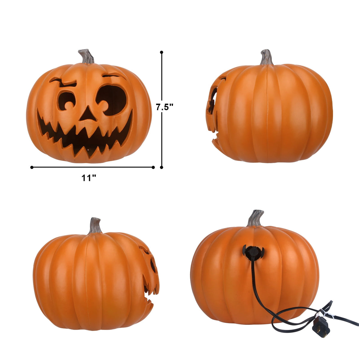 Gamexcel 21" Jack O Lantern Halloween Plastic Pumpkin Lights with Pre-lit LED Bulbs - Indoor/Outdoor Smile Face Decoration