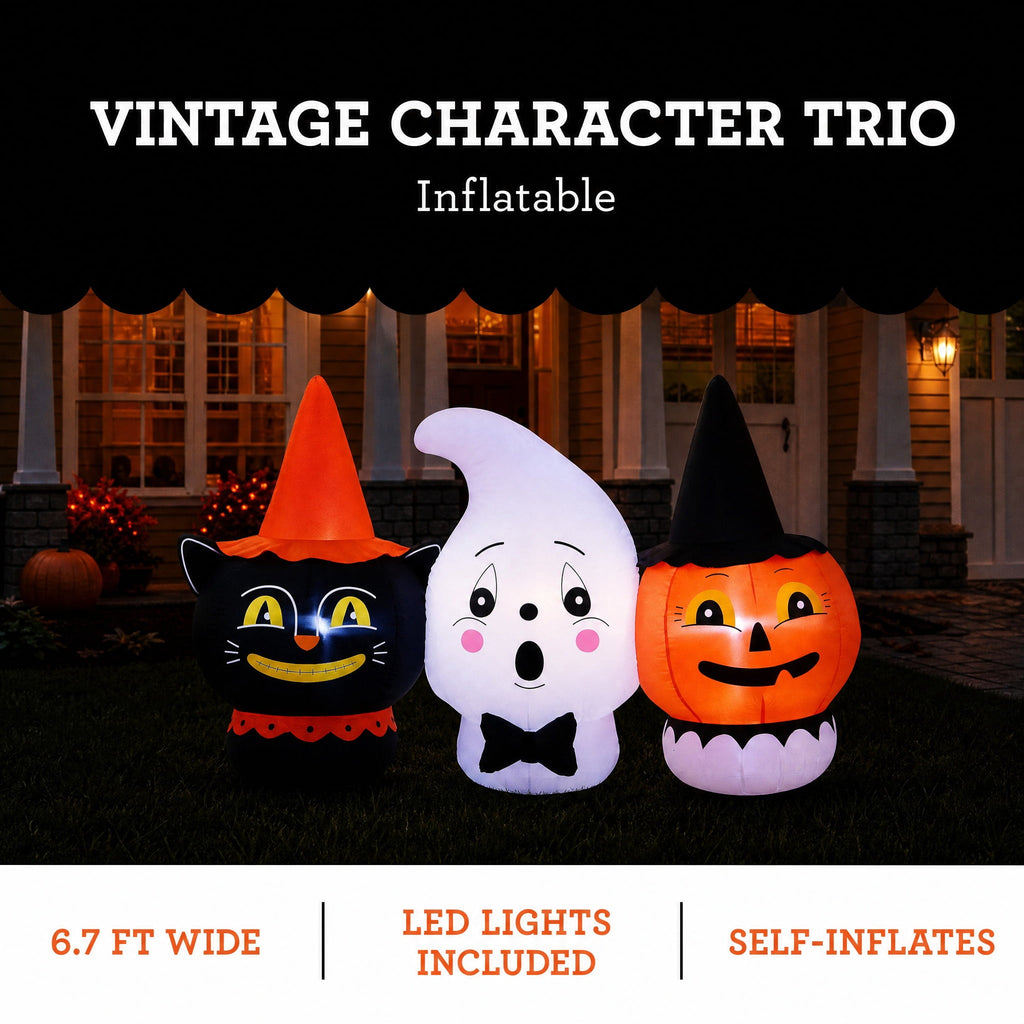 Vintage Character Trio Airblown Yard Inflatable, Multicolor, 6.7', Halloween by Way To Celebrate