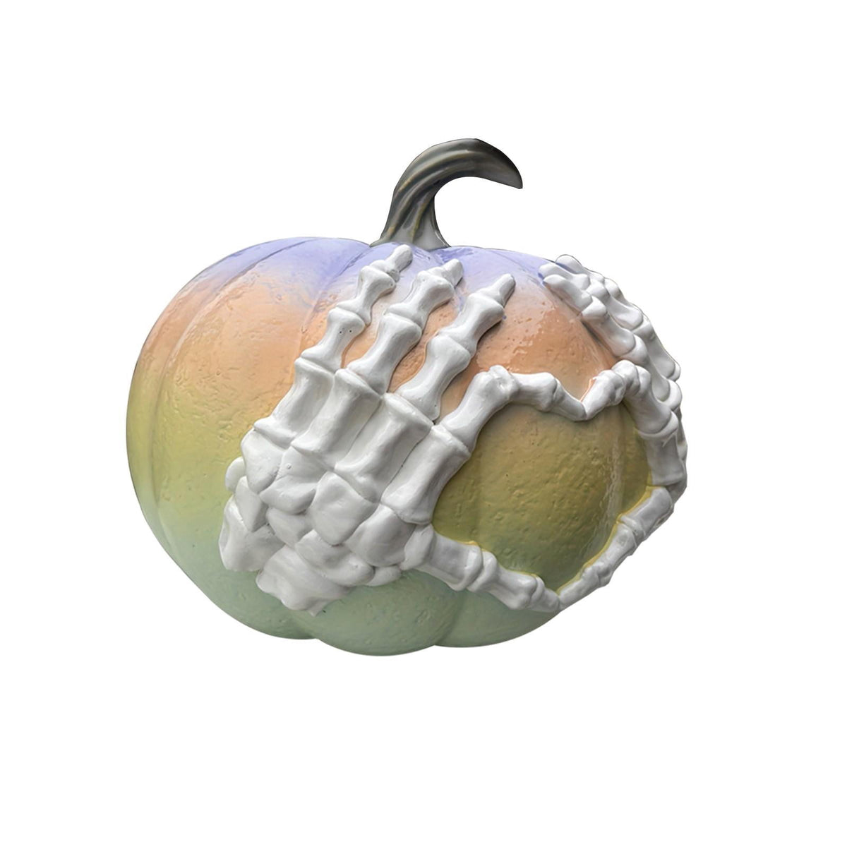 1 Pastel Halloween Decor Gothic Halloween Resin Pumpkin with Skeleton Hands Halloween Pumpkin Decor for Indoor Table Mantel Halloween Party Haunted House Home Display 1 Piece