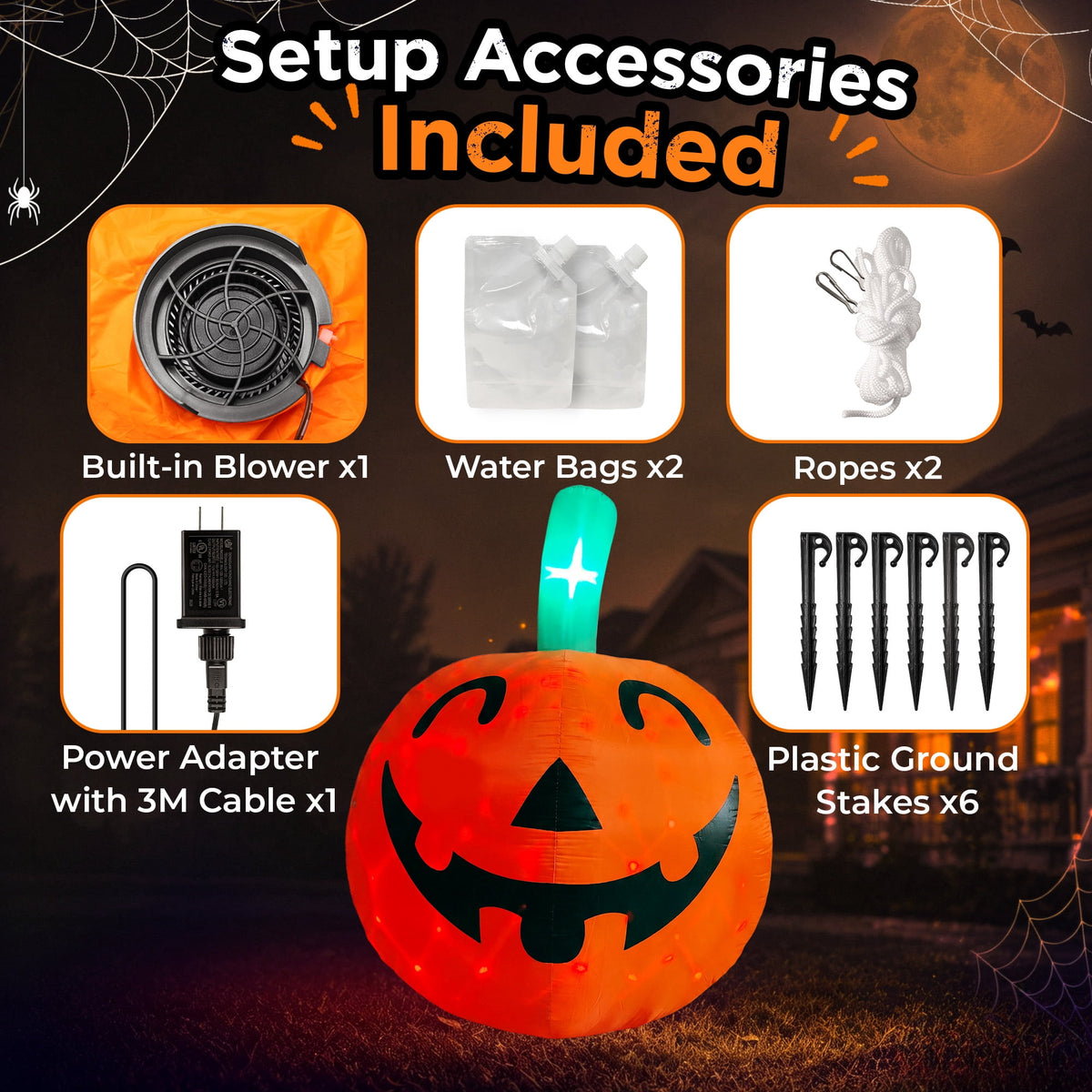 Goosiay 10ft Halloween Inflatable Pumpkin Decoration with Built-in LED Lights, Outdoor Yard Blow up for Halloween Party, Yard, Garden, Lawn