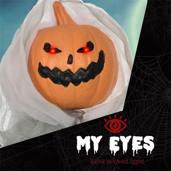 3.9FT Animated Halloween Pumpkin Ghost Prop Sound Activated with Red Glowing Eyes