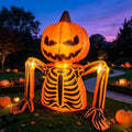 6ft Halloween Inflatable Skull Pumpkin with Built-In Lights, Glowing Outdoor Yard Decoration for Lawn, Porch, Garden, Haunted House, Party and Seasonal Night Display, Multicolored