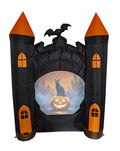 7 Ft Inflatable Haunted Castle with Built in Video Projector & Speaker, 63 Minutes of Halloween Animations & Spooky Music, Self Inflating Outdoor Halloween Yard Decoration