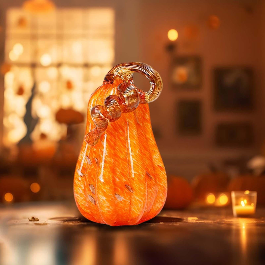 Glass Pumpkin Decoration Artificial Pumpkin for Halloween Thanksgiving Decor L