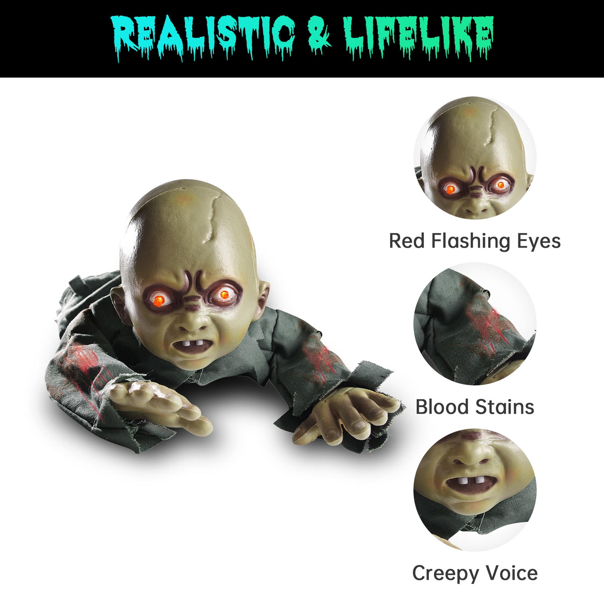 Yescom 15" Animated Halloween Tombstone & Half Skeleton with 8" Crawling Baby Zombie 2026