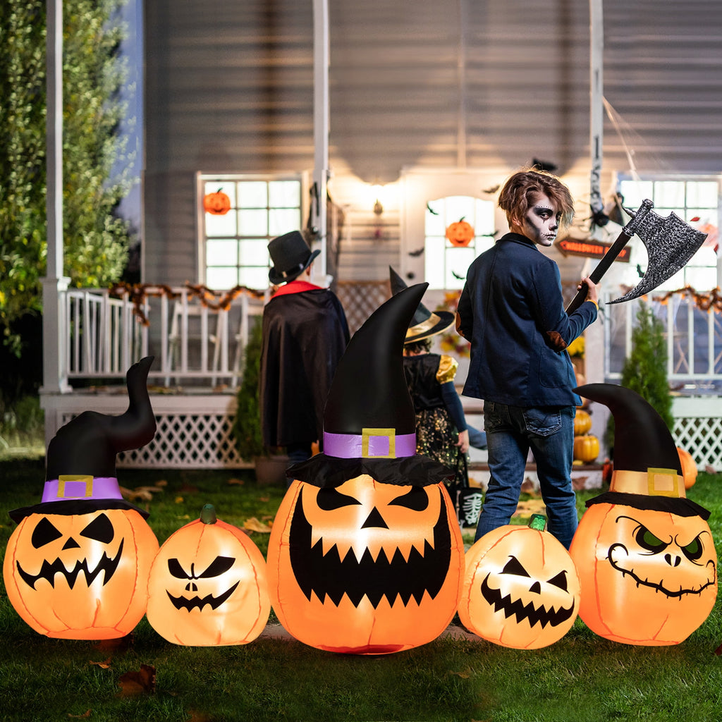 Gymax 4' Inflatable Halloween Pumpkin Yard Decoration w/Built-in LED Lights
