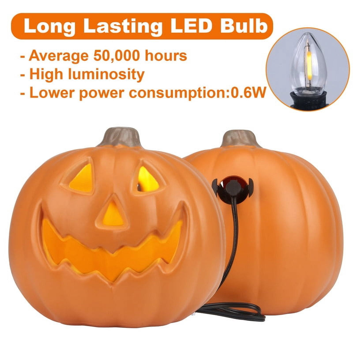 DUNCHATY LED Halloween Pumpkin Lights Set of 2, LED Pumpkin Decorations, Halloween Decor for Outdoor, Garden & Window (20"+21")