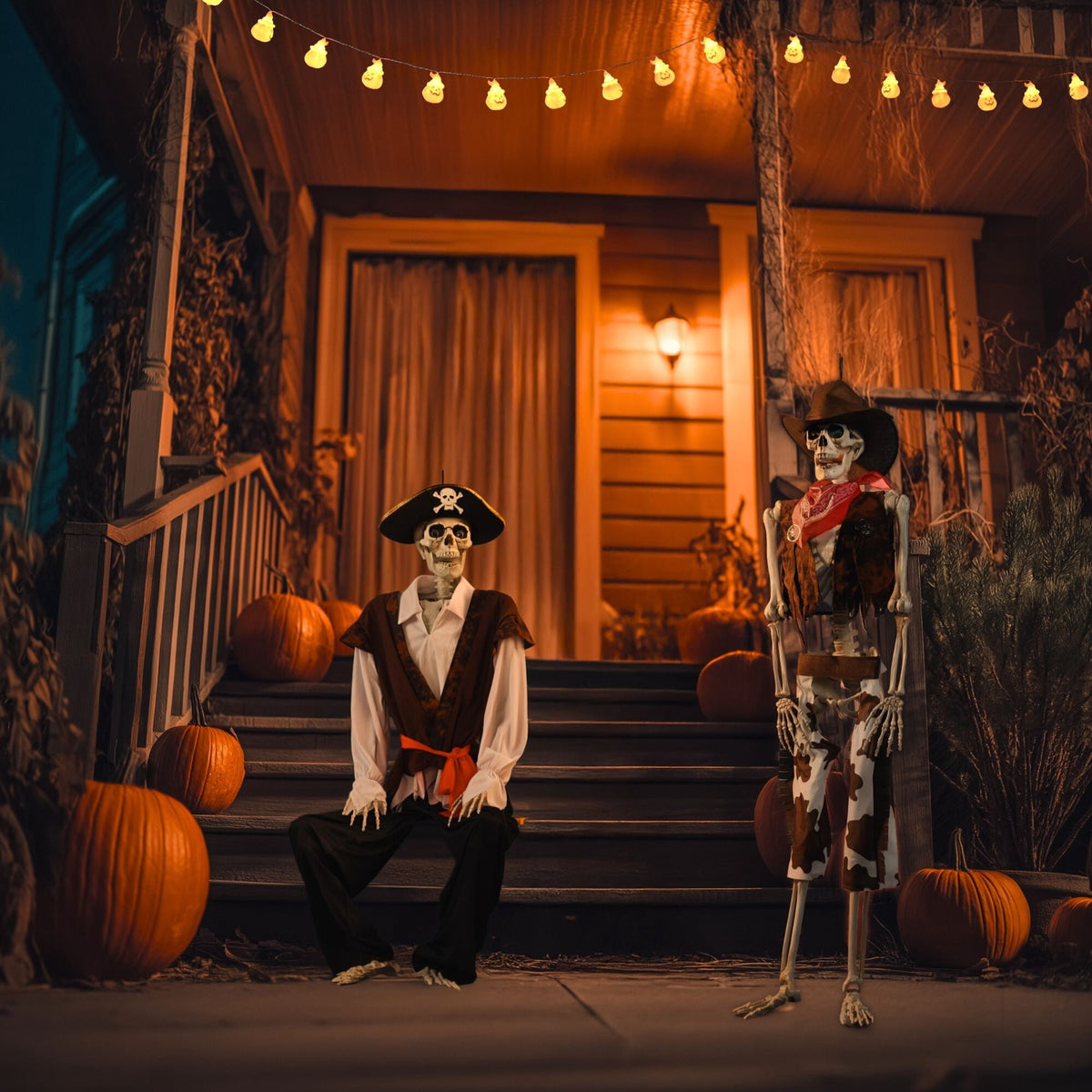 Yescom Halloween 5.6ft Life Size Skeleton Cowboy Detailed Costume Outdoor Indoor Haunted House Props Decor 2026