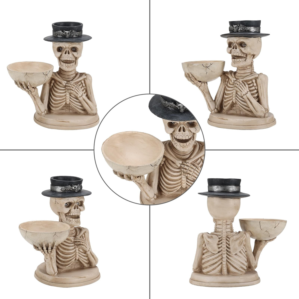Halloween Ghost Statue with LED Glowing Eyes, Resin Ghost Figurine Tabletop Decor for Indoor Home, Mantel, Shelf, Entryway and Halloween Party Display