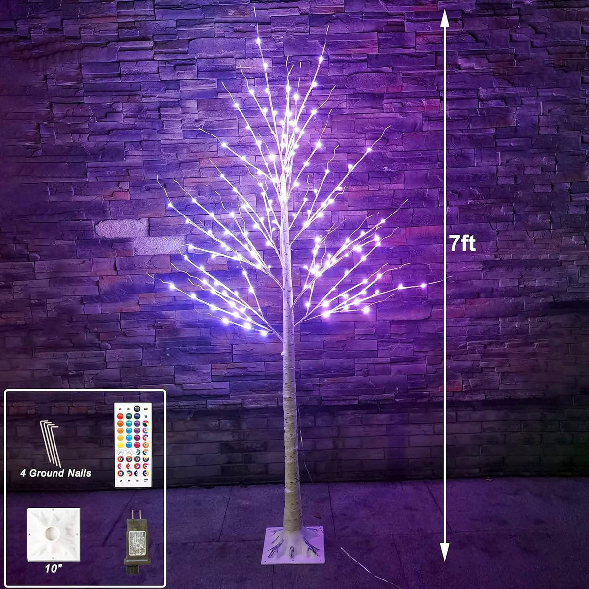 6FT Lighted Birch Tree for Halloween Decorations, 35 Colors Birch Tree with 120 LED Lights Color Changing, White Trees with Multicolor Lights Remote Timer for Home Holiday Party Indoor Outdoor