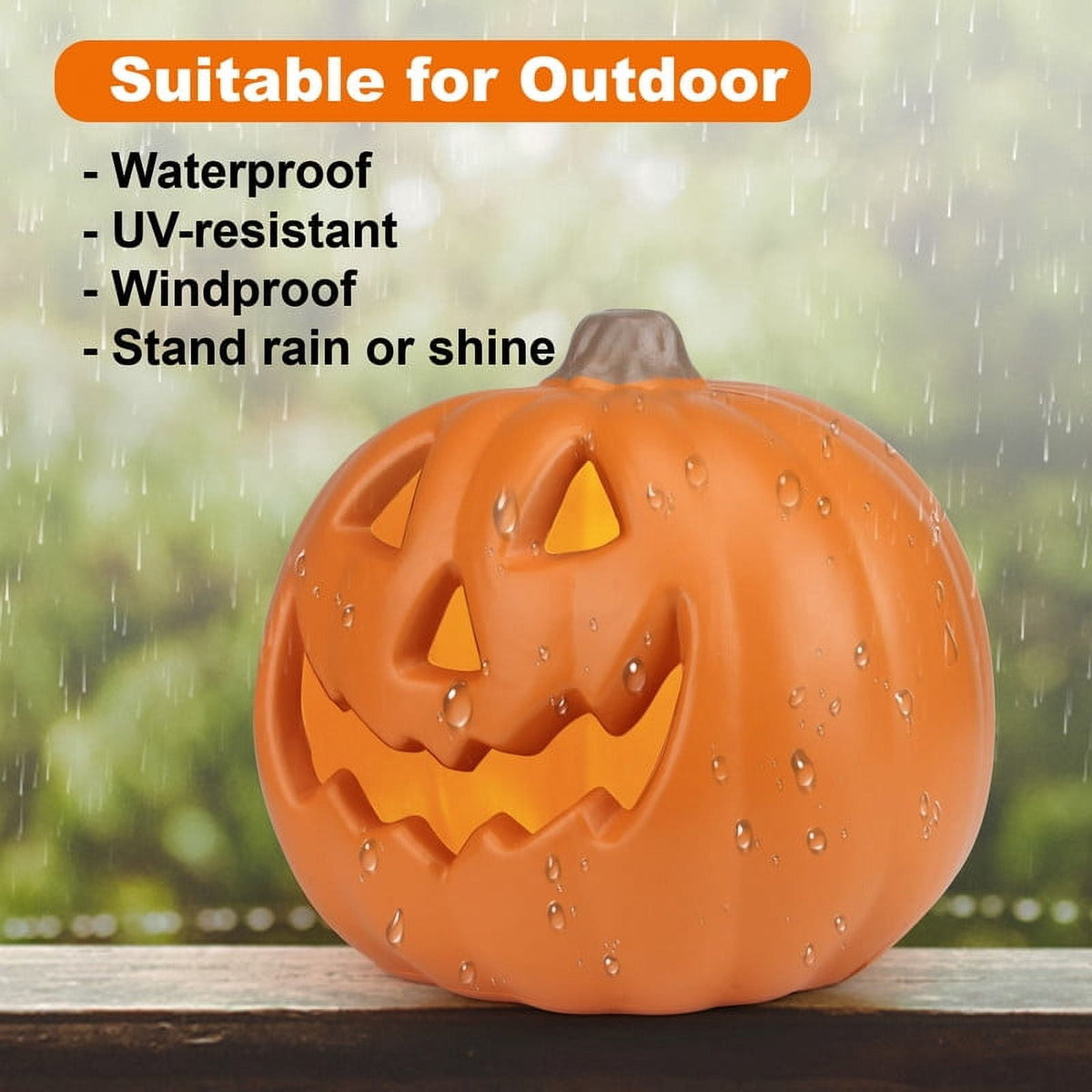 DUNCHATY LED Halloween Pumpkin Lights Set of 2, LED Pumpkin Decorations, Halloween Decor for Outdoor, Garden & Window (20"+21")