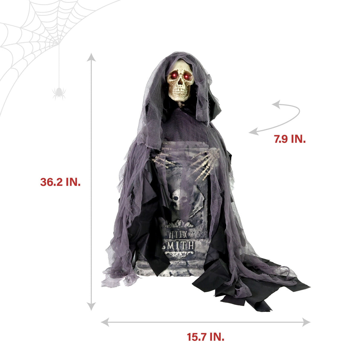 Haunted Hill Farm 3.0-Ft. Touch-Activated Rising Reaper with Tombstone Halloween Accessory