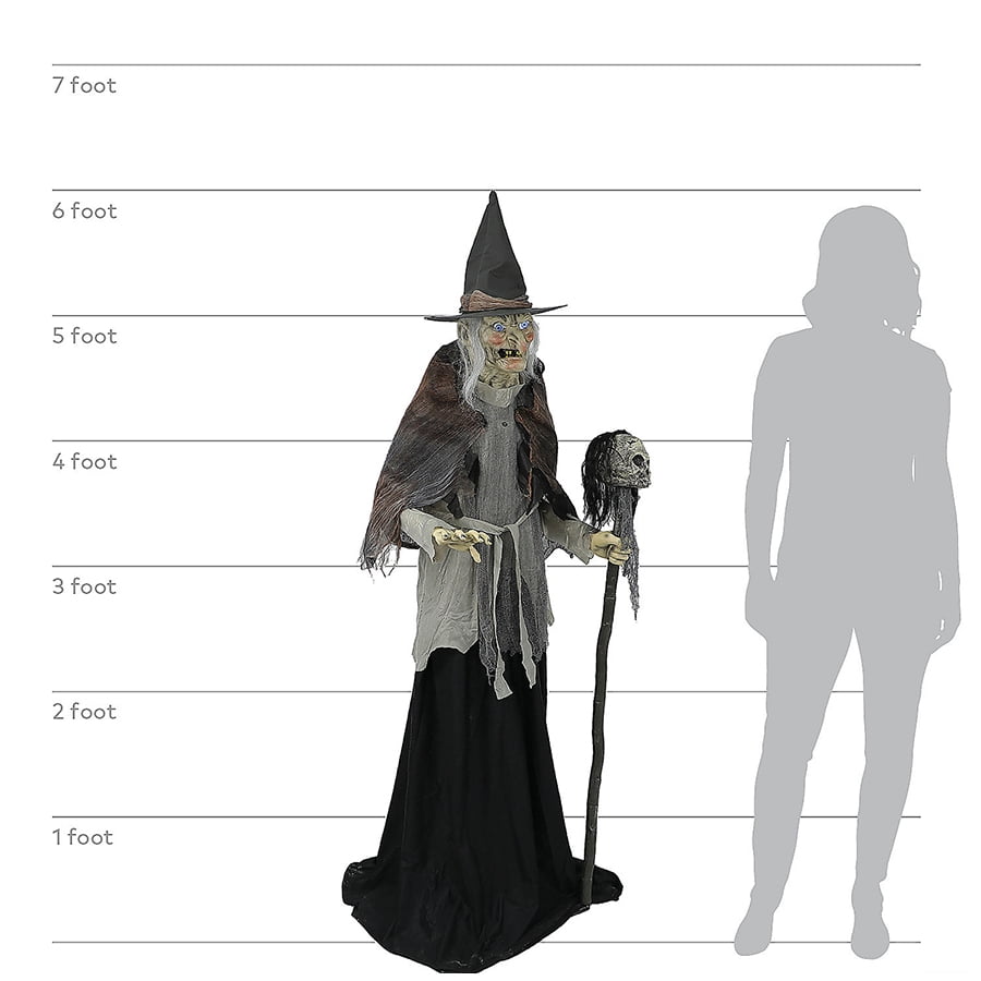 Seasonal Visions 72" Lunging Witch With Digital Eyes Halloween Decoration