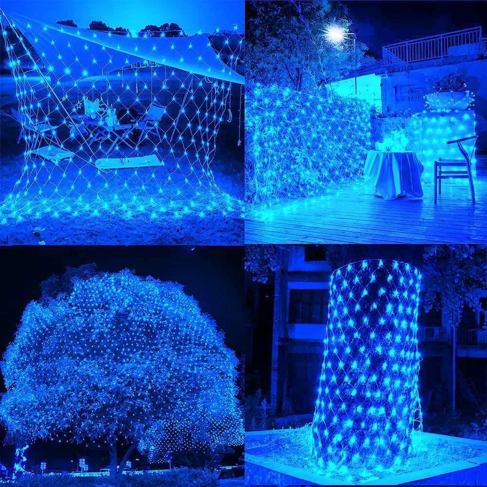 Garden Net Lights- Battery Operated 672 LED Waterproof Net Mesh Lights with 8 Modes- 6x4M Fairy String Lights for Outdoor Indoor Christmas Tree- Bush- Backyard- Garden- Party Décor.