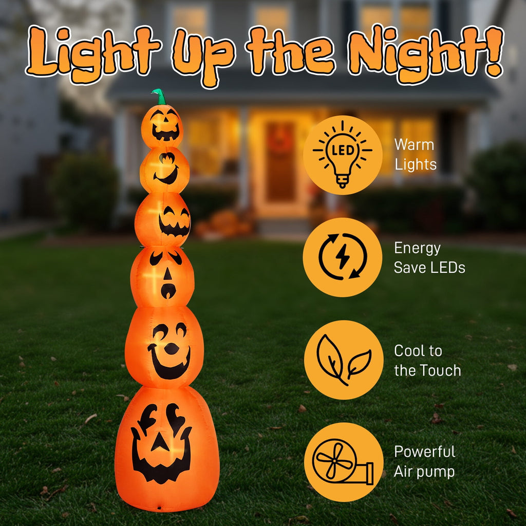 Yescom 5ft Halloween Pumpkins,Stacked Foldable,Jack O Lantern,LED Lights Party Outdoor Decorations 2026