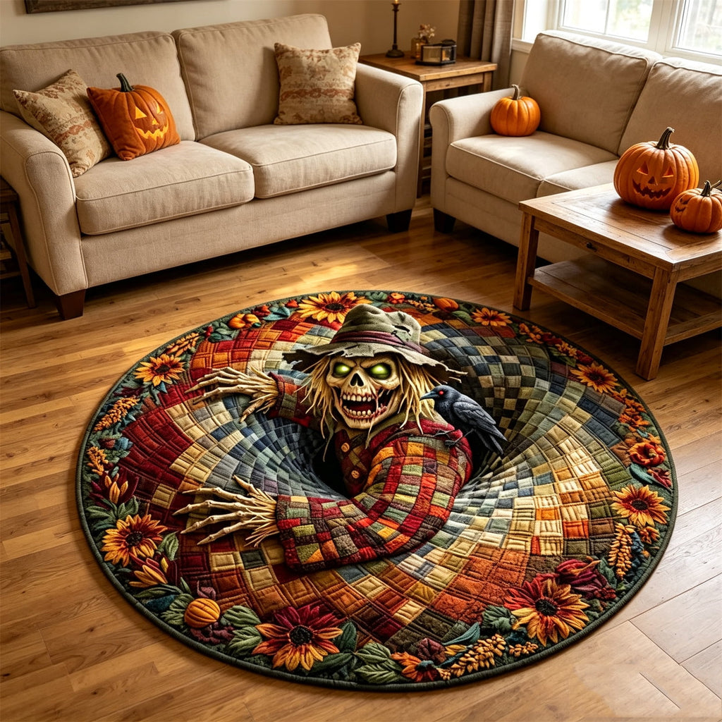 2Pcs 3D Round Halloween Doormat Set – Witch Hat Black Cat & Pumpkin Skull Design, Non-Slip Polyester Entry Mat For Indoor/Outdoor, Spooky Cute Fall Decor, Perfect Gift For Halloween Lovers (48X48")