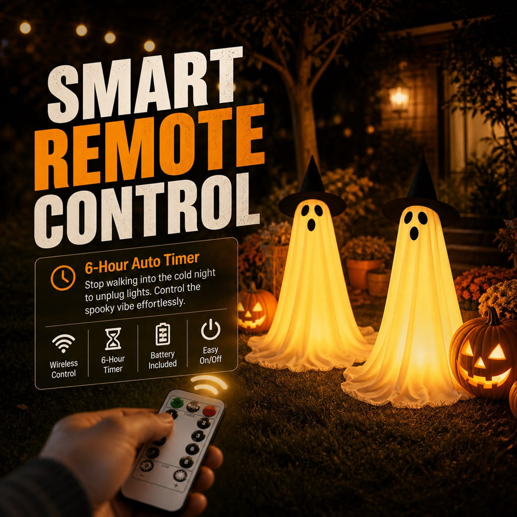 Remote Lighted Ghost Halloween Outdoor Decor 60 In, 2 Pack