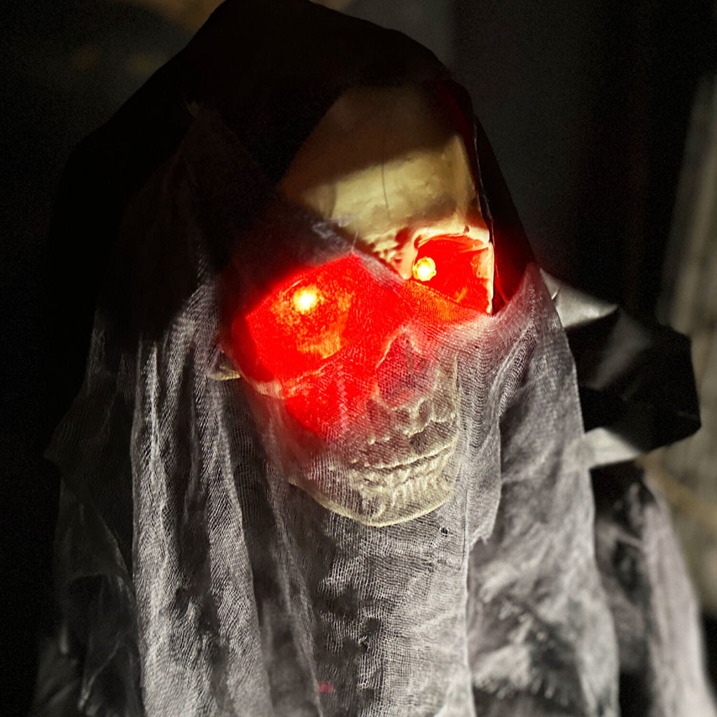 Haunted Hill Farm 3.0-Ft. Touch-Activated Rising Reaper with Tombstone Halloween Accessory