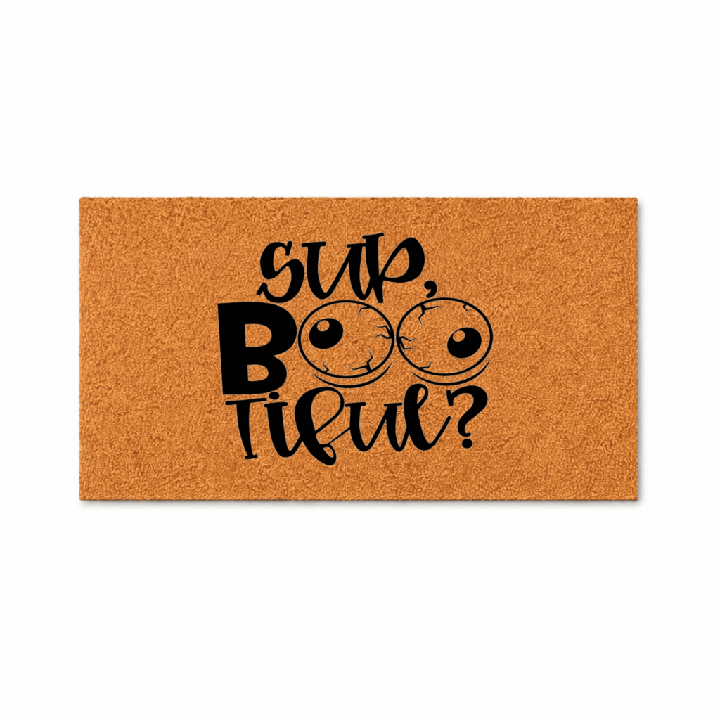 Sup Boo Tiful Doormat, Funny Halloween Welcome Mat, Outdoor Entryway Door Mat (36x60 inches) WoodByStu 1264