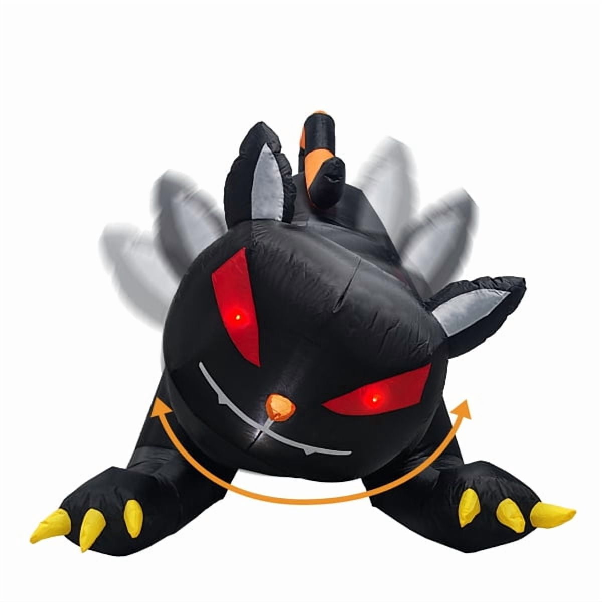 6.5FT Halloween Inflatable Animated Black Cat, Weather-Resistant Polyester, Quick Inflation with Stakes/Ropes for Yard/Patio