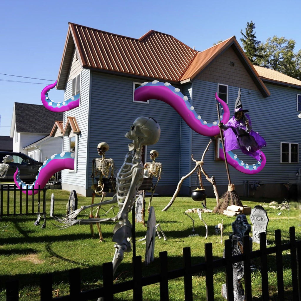 Wellcomer 3 Pcs Halloween Inflatable Octopus Tentacles Décor with Changing LED Lights