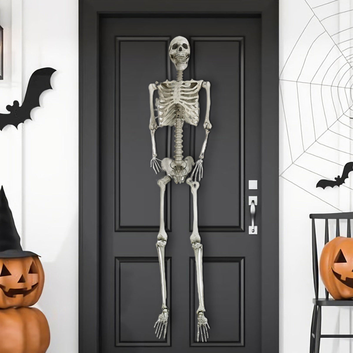 HOZVOMI Halloween Skeleton Decorations Outdoor – Posable Full-Body Hanging Skeleton with Movable Joints for Graveyard, Yard, Party, and Spooky Home Decor