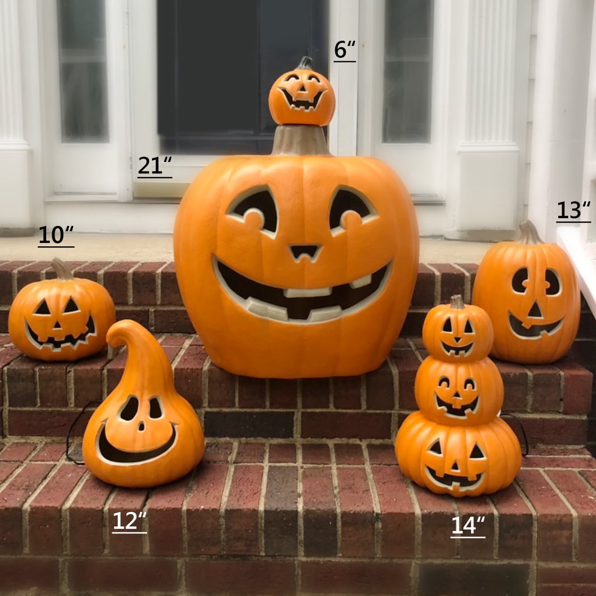 DUNCHATY LED Halloween Pumpkin Lights Set of 2, LED Pumpkin Decorations, Halloween Decor for Outdoor, Garden & Window (20"+21")