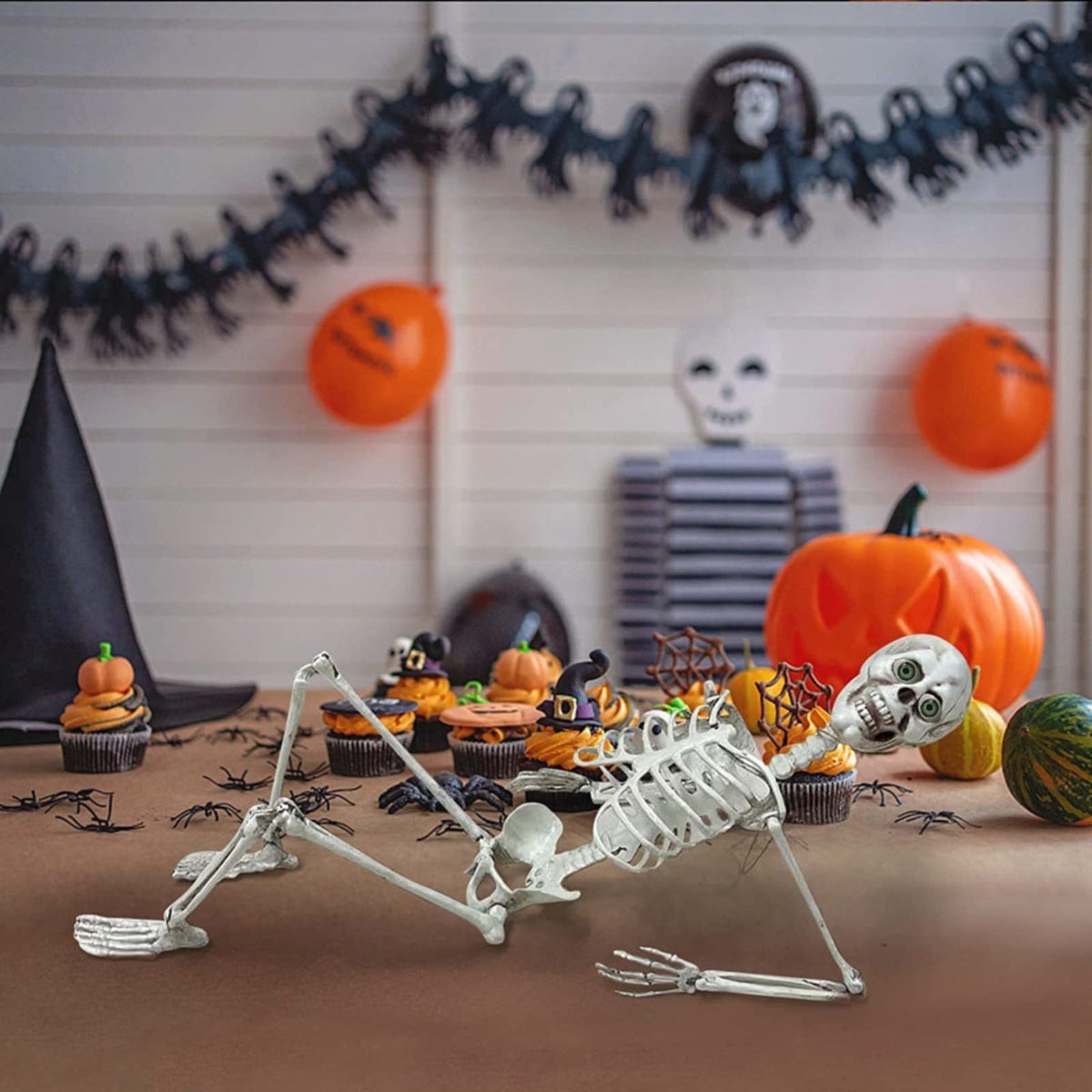 Life Size Posable Skeleton Decoration 66.9 Inch, Realistic Full Body Human Bones with Movable Joints, Plastic Halloween Skeleton Prop for Haunted House Indoor Outdoor, Decorations and Favors
