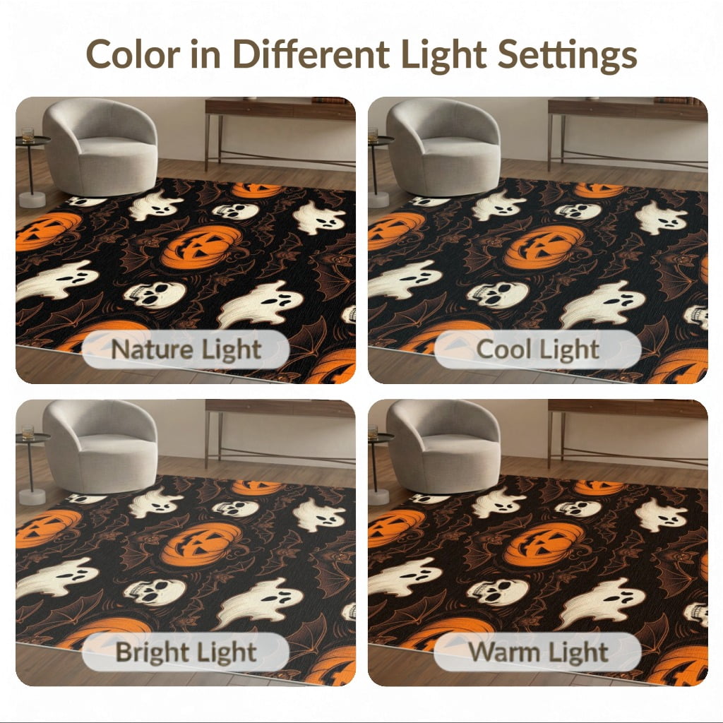ODIKA Halloween October Phantom Gourd Flying Creature Fiber Doormat Stain Resistant Low Profile for Dorm Room, Small Living Apartment