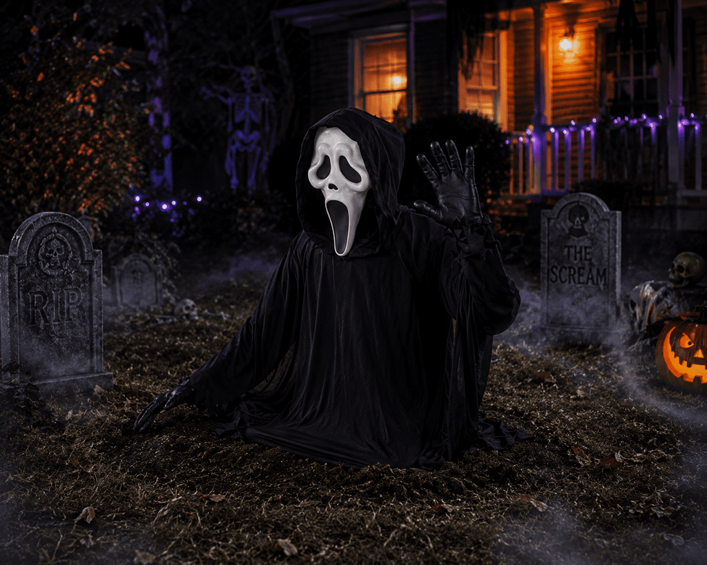 Fun World FW96661 4 ft Ghost Face® Waving Grave Breaker™ Halloween Decoration