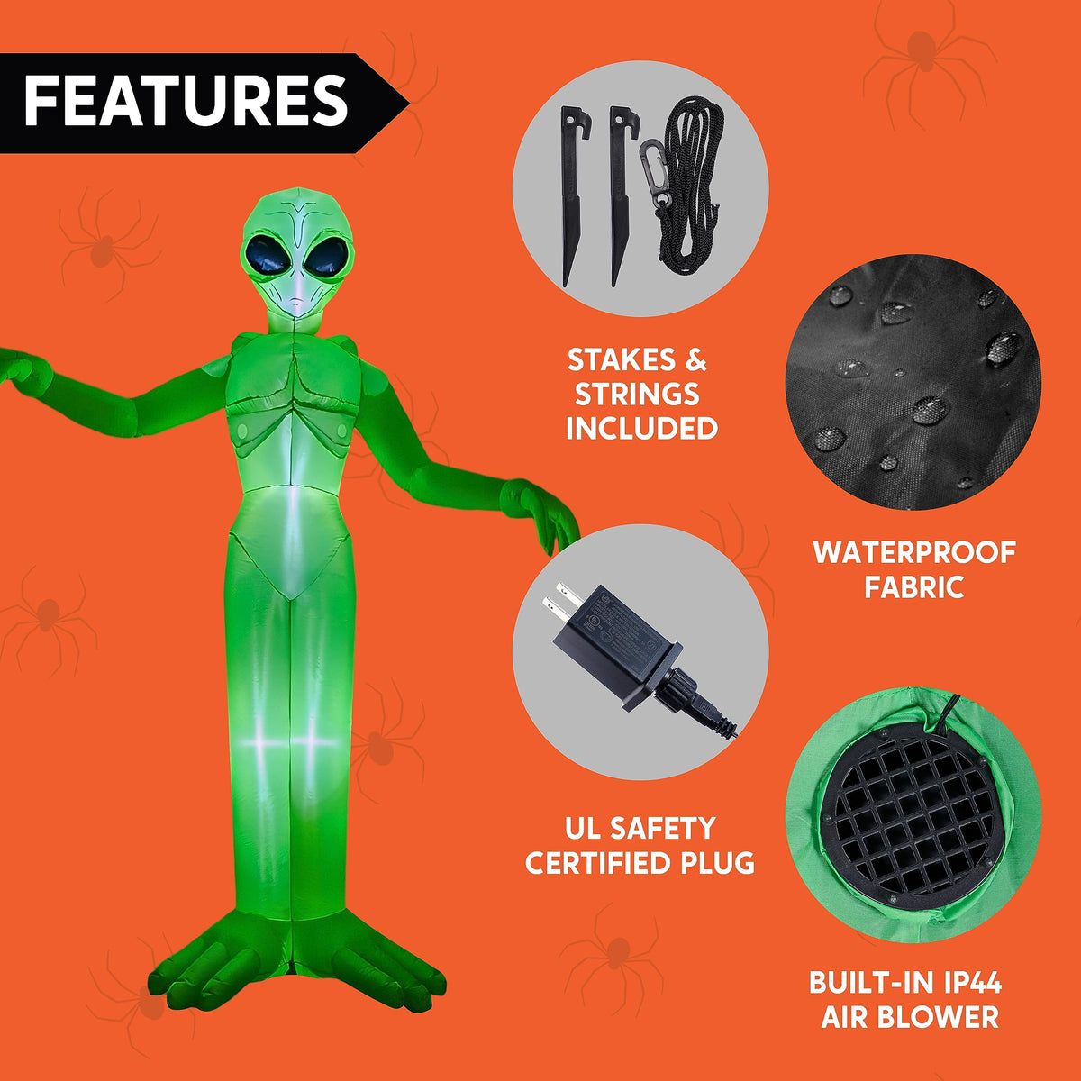 Joyfy 9 ft Halloween Inflatable UFO Alien Decoration with Built-in LEDs,UFO Halloween Decorations Outdoor Blow Up Yard Lawn Decoration