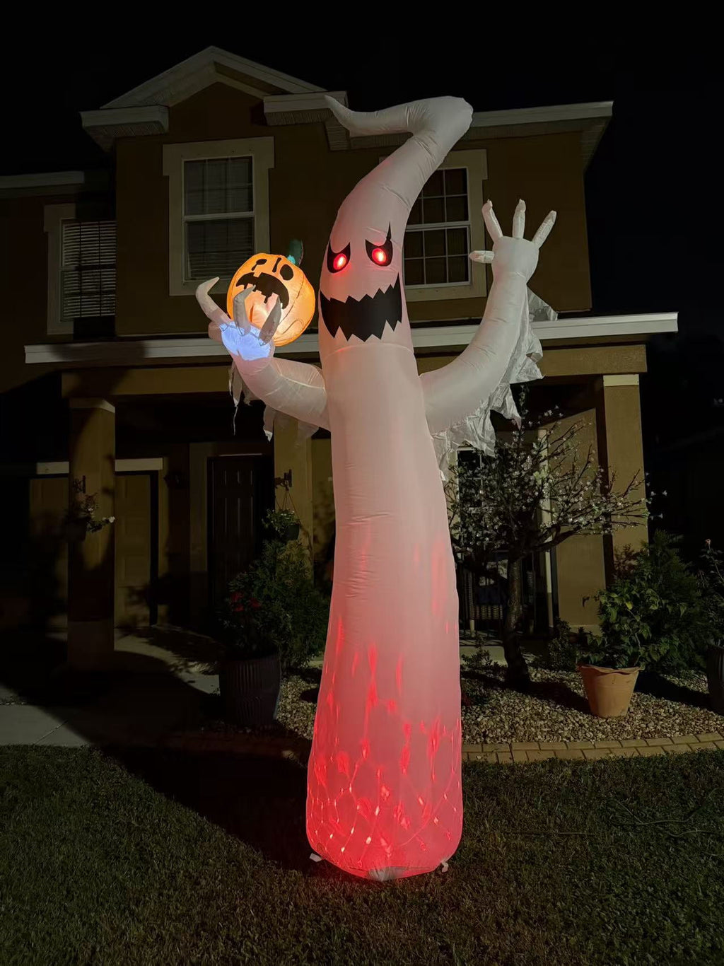 Wick's Outdoor Living Inflatable 12 Ft Ghost Lights Up Halloween Decoration