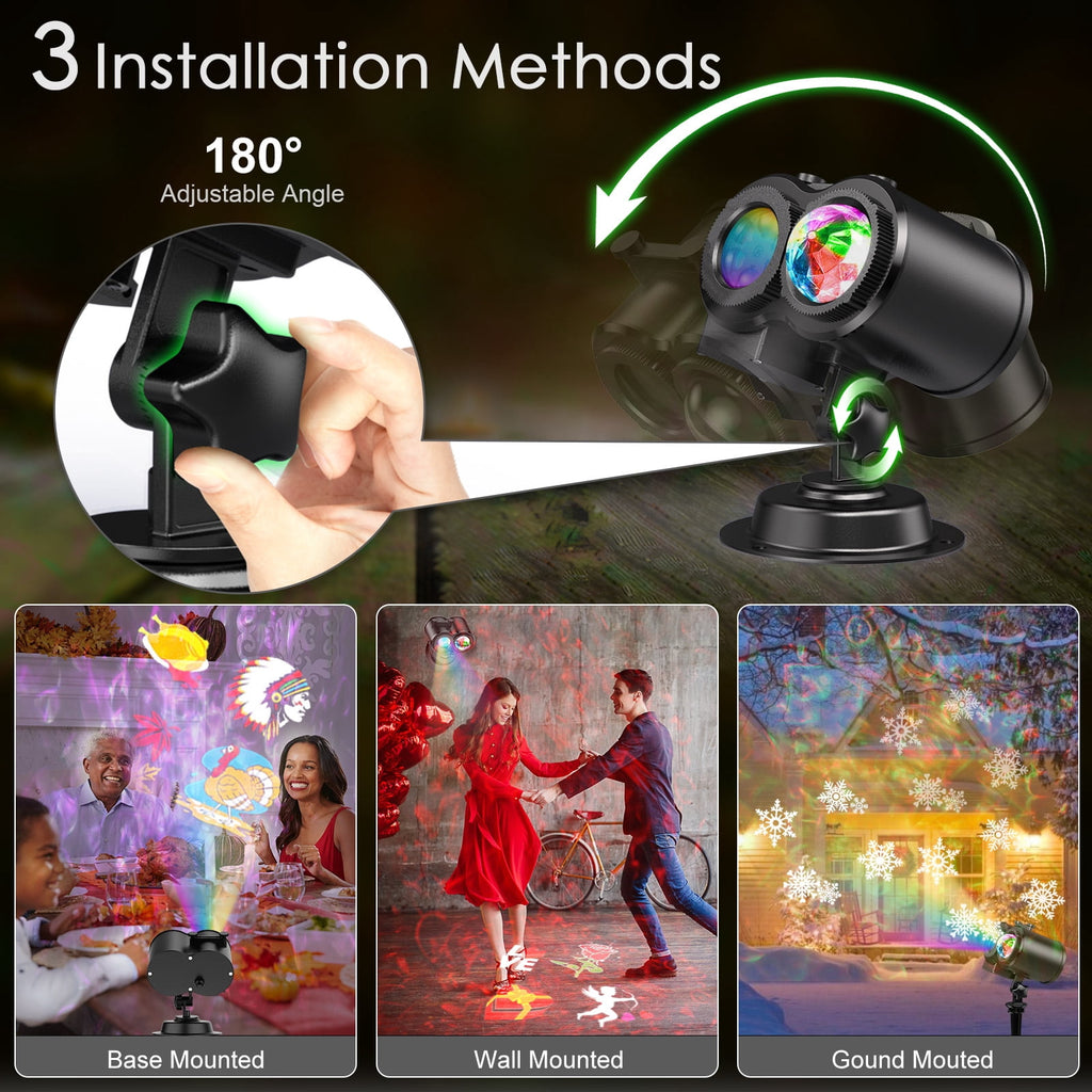 Outdoor HD projector light, remote control 16 switchable modes, Christmas Halloween celebrations, birthdays, weddings and parties, waterproof light show